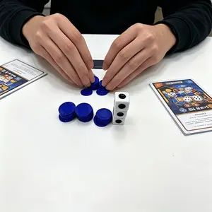 Blue Dice Set with 3 Dice and 24 Chips, Portable Game Accessories, Fun Left Middle Right Dice Kit, Ideal for Board Games
