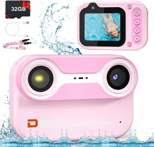 Kids Waterproof Camera, digital camera for kids with waterproof function, 1080P Video Camera for Snorkeling, Christmas Birthday Gifts Pool Toys for Girls Ages 4-12, Toddler Digital Action Camera with 32GB Card Charging Batteries