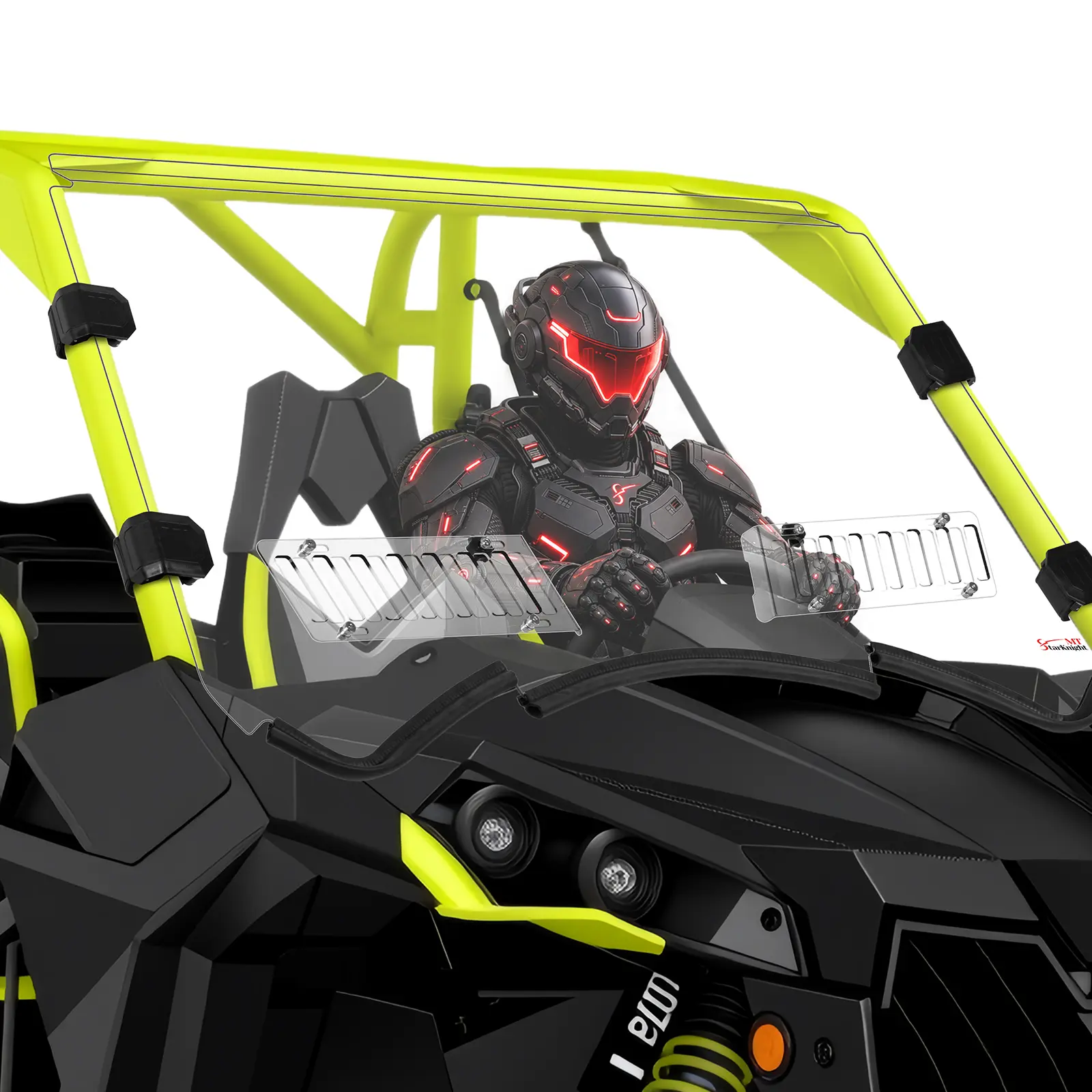 StarknightMT Vented Maverick Windshield 2013-2018, Scratch Resistant PC Heavy Duty Hard-Coated Front Window, Vented Design, UV & Impact Resistant, Compatible with Can-Am Maverick Max Turbo