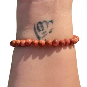 Brown Goldstone “Positive Flow” 6mm Energy Healing Beaded Stretch Bracelet (Ambition, Inspiration, Power)