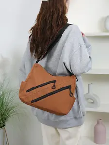 Women's Lightweight Nylon Crossbody Bag, Large Capacity Backpack, Multiple Zippers, Casual Outdoor Commute Bag, All Seasons, Crossbody Shoulder Bag
