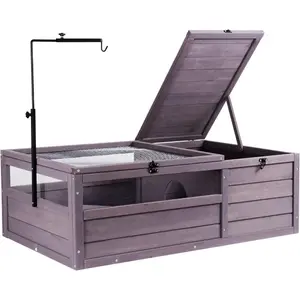 VEVOR Tortoise Habitat, Cedar Wooden Tortoise House Indoor Outdoor, Tortoise Enclosure with Adjustable Lamp Holder, 2-Room Reptile Enclosure Small Animal Cage for Gecko, Lizard, Snake 38x24x13 inchVEVOR Super Brand Day