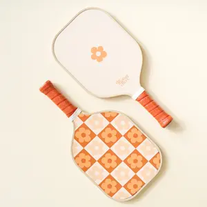Flower Check Brown Pickleball Paddle