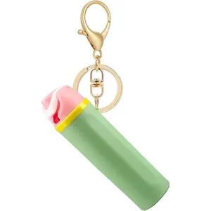 Mini Trendy Bottle Keychain Accessories Compatible with Water Cute Tumbler Cup Chapstick Lip Balm Holder Charms