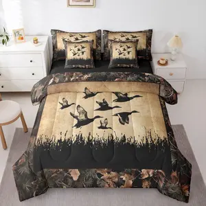 Feelyou 7-Piece Duck Camo Print Bedding Set - Bed-in-A-Bag Rustic Hunting Comforter Set with Sheets, High Tenacity Breathable Microfiber Cloth, Hunting Decor for Teen Boys, Country Farmhouse Style, Multi-Size Option, Bedding Products, Bed Comforter Set