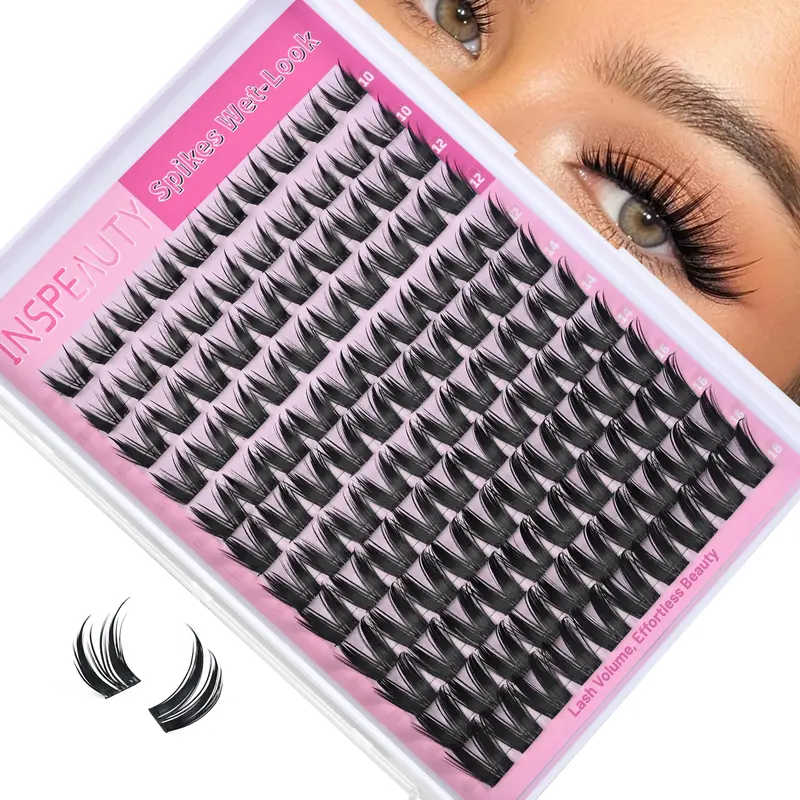 INSPEAUTY Manga Lash Clusters Wispy Wet Look 10-18mm CC Curl, Anime Fairy Bunny Eye Effect Eyelash Extensions, Customizable Individual Lashes for Cosplay Makeup, Soft Synthetic Fiber, All-Day Wear & Reusable