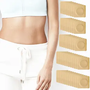 50Pcs Castor Oil Patches in Belly Button, 3.15 x 3.15inch Highly Absorbent Self-Adhesive Castor Wrap Organic Cotton, No Wash, Easy to Use, Anti-Seepage(Oil Not Included)