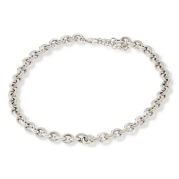 Bellezza Bronze Textured and Polished Oval Link 18" Necklace