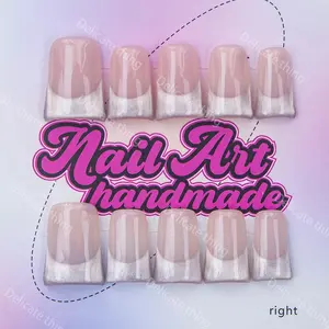 Delicate Thing Cat Eye Duckbill Nails 10pcs Sparkling, 4 Sizes S M L, French Design, Perfect for Home Gatherings, Dates, Parties, Best Gift! Nail Extensions