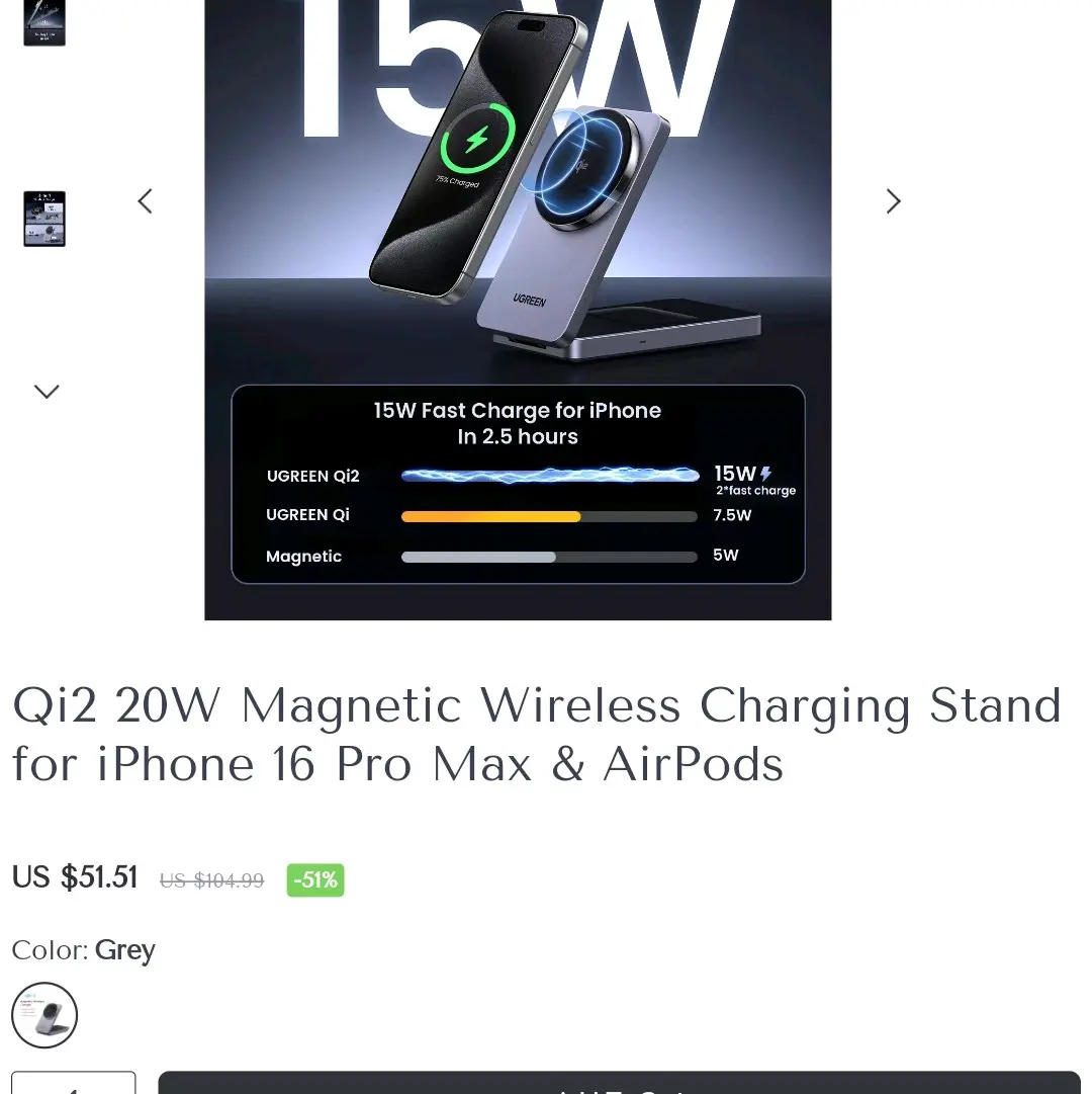 Qi2 20W Magnetic Wireless Charging Stand for Smartphones adjustable car