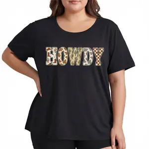 Western Graphic Tee Women Coastal Cowgirl Howdy Lettering Cow Print Cactus Southern Nashville Rodeo Top Country Music Bachelorette Oversized Butter Soft Tee Plusized S-6XL