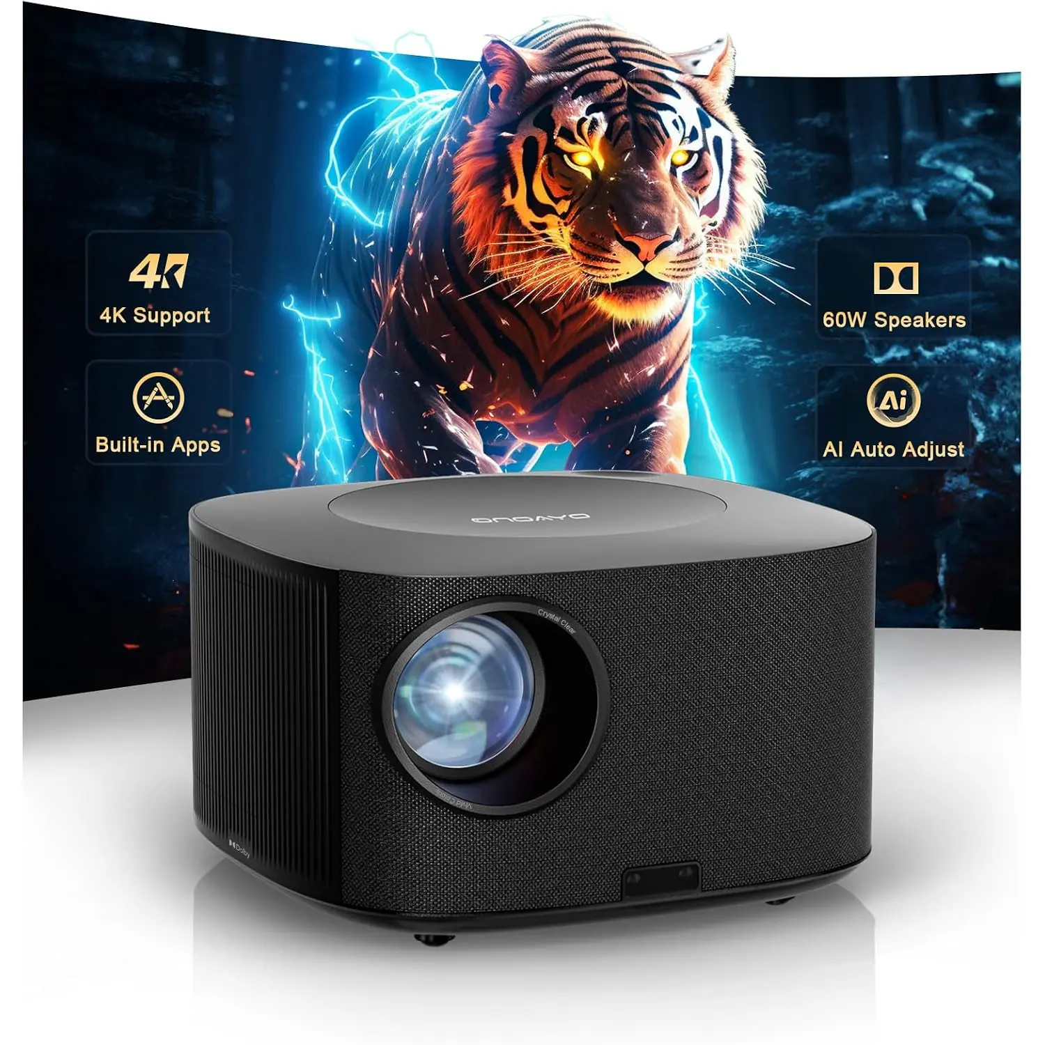 Outdoor-Projector-4K with 60W Dolby Audio and Official Licensed Apps