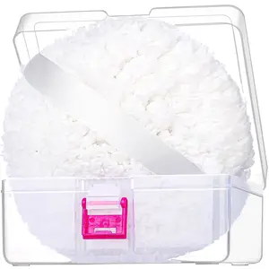 6" Body Powder Puff With Container - Fluffy Soft Large Puff for Dusting Body Powder, White
