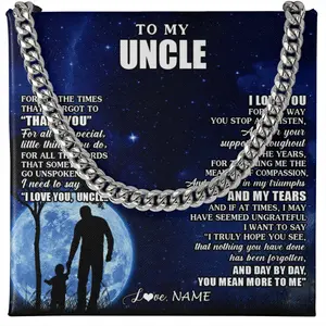 Personalized To My Uncle Necklace From Nephew Niece Thank You Grateful Love Uncle Birthday Gifts Fathers Day Christmas Customized Gift Box Message Card, Necklace Gift Box Included, Perfect for Birthday Anniversary Valentine Graduation Gift Idea