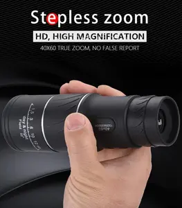 40X60 Black Monocular Binoculars with Night Vision | BAK4 Prism High Power Waterproof Telescope | Scopes for Hunting, Bird Watching, Hiking Concert - Pocket Design Camping Accessories