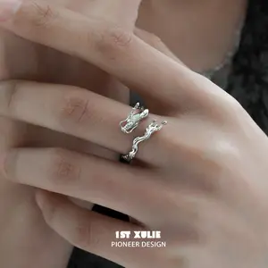 1ST XULIE Loong S925 Sterling Silver Opal Crystal Resizeable Open End Ring