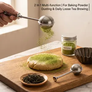 Sugar Shaker Sifter Duster Baker's Dusting Wand Dispenser for Flour Spices Sugar Strainer Steeper Balls for Loose