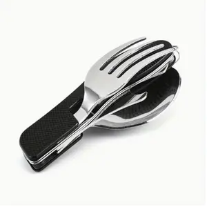 1pc Outdoor Companion - Detachable Folding Multifunctional Camping Knife, Fork, and Spoon Combination - Convenient, Portable, and Durable Tableware for Camping, Hiking, and Backpacking