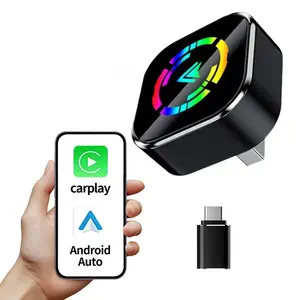 2026 Wireless Carplay Adapter for iPhone/android, Quick Connect, Hands-Free Calling, Bluetooth-compatible Dongle with Charger