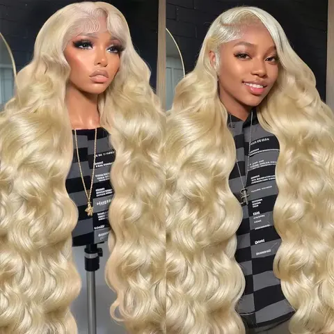 Lemoda 613 13x6 Lace Front Wig Human Hair 200 Density Body Wave 13x6 HD Transparent Lace Wig Pre Plucked with Straight Hair 15A Brazilian Virgin 613 Blonde Wig Human Hair for Women