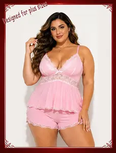 Women's Elegant Camisole Set with Floral Lace Cups & Adjustable Spaghetti Straps Soft Modal Fabric Pajama Set for Holiday & Daily Wear Casual Drawstring Pajamas Set