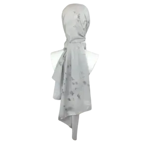 Silver Hijab Scarf  - Moonveil Aura Textured (Self-Print) Chiffon Hijab