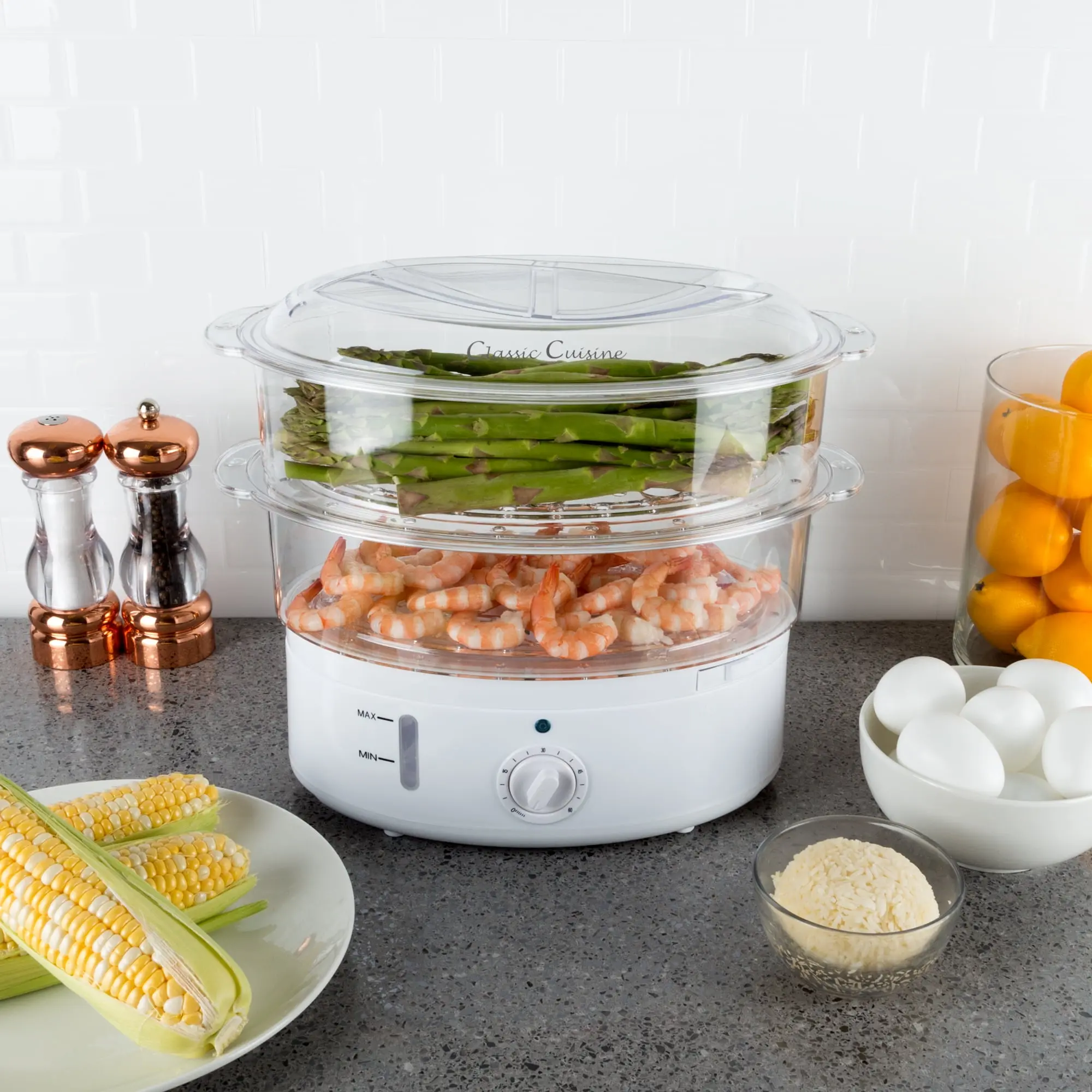 Vegetable Steamer Rice Cooker (White) by Classic Cuisine