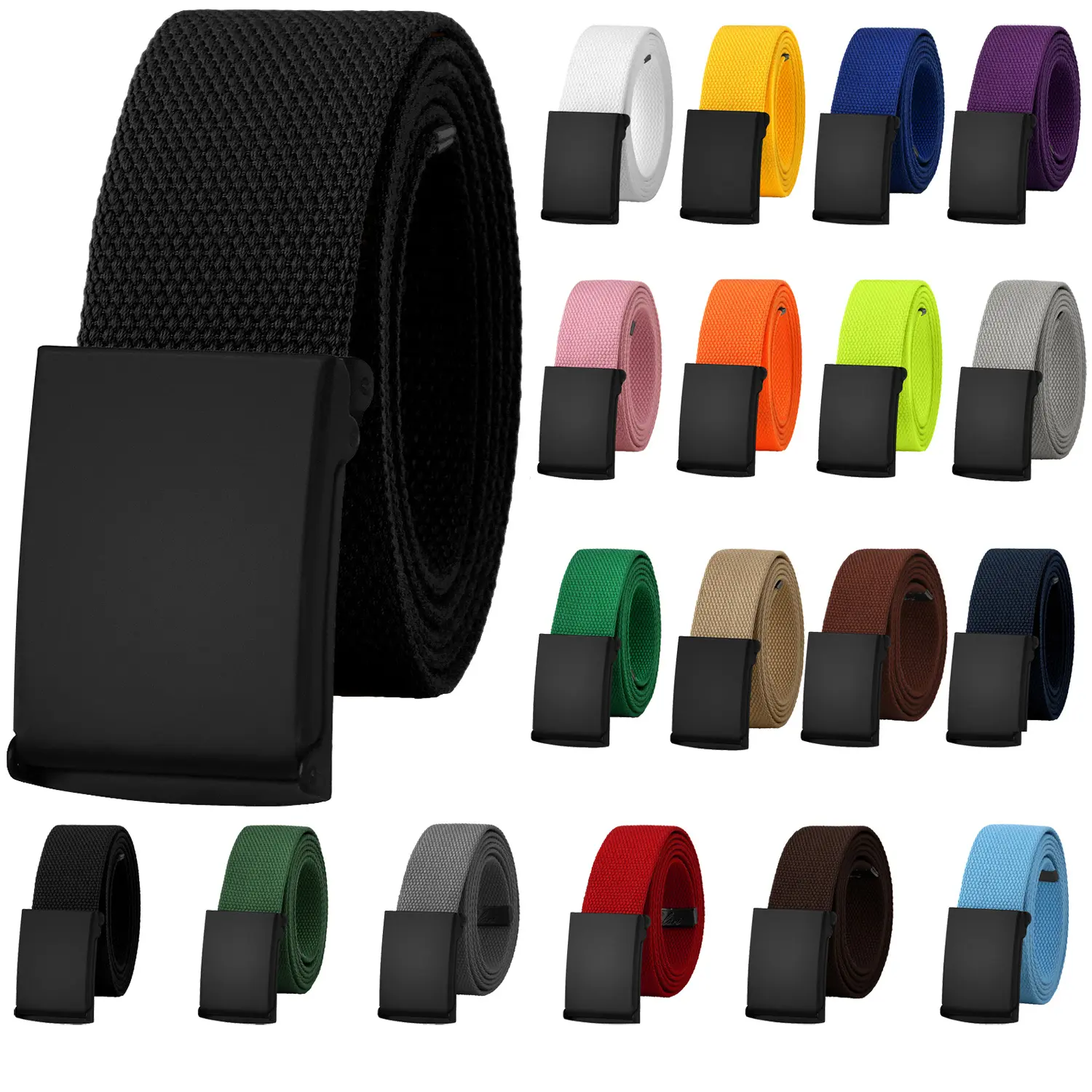 Falari Unisex Canvas Web Belt Black Buckle Fully Adjustable Cut to Fit Golf Belt Trendy Casual Fashion Belt