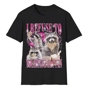 I Refuse To Tolerate Gluten Raccoon T-Shirt, Funny Meme Graphic Tee, Cute Trash Panda Shirt, Viral Humor Tee, Gluten Intolerance Advocate Shirt