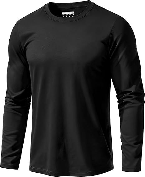 EKLENTSON Men's Cotton Crewneck T-Shirts Long Sleeve Plain Tee Moisture Wicking Casual Tshirts Solid Color