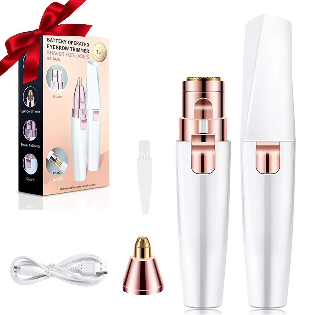 2 in 1 Electric Eyebrow Trimmer, USB Rechargeable Eyebrow Shaver, Facial Hair Removal Tool for Women, Portable Eyebrow Trimmer, Eyebrow Shaping Tool, Personal Care Appliances