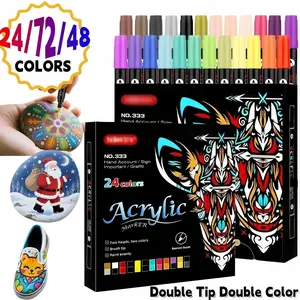 Double-Head Dual Color Markers Set, Soft Hard DIY Handmade Painting Pens, Waterproof Non-Fading Stacking Outline Graffiti Pens