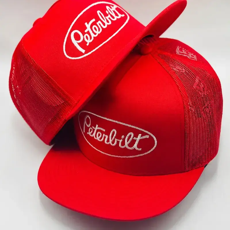 [ Best 2026 ] Peterbilt Embroidered Flat Bill Trucker Hat
