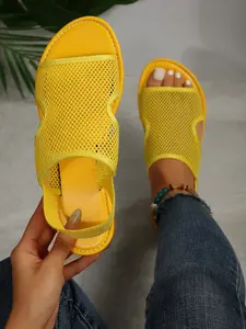 New Women's Mesh Anti Slip Sandals, Simple Breathable Non-Slip Footwear, Summer Essential, Casual Style, Textile Upper, Rubber Sole