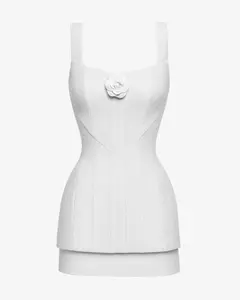 The boucle flower mini dress