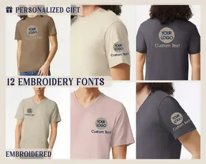 Embroidered - Custom Logo T-shirts for adults - Personalized Gift - Vneck t-shirt option available.