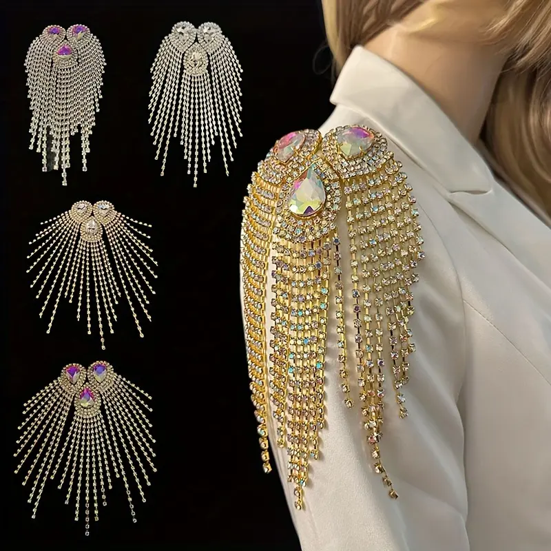 Instantly brighten up your wardrobe: High-end handmade tassel rhinestone shoulder accessory