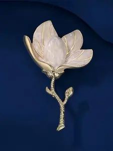 Vintage Elegant Magnolia Flower Brooch, High-End Women's Exaggerated Court Style Pin, New Fashion Chest Flower Accessory
