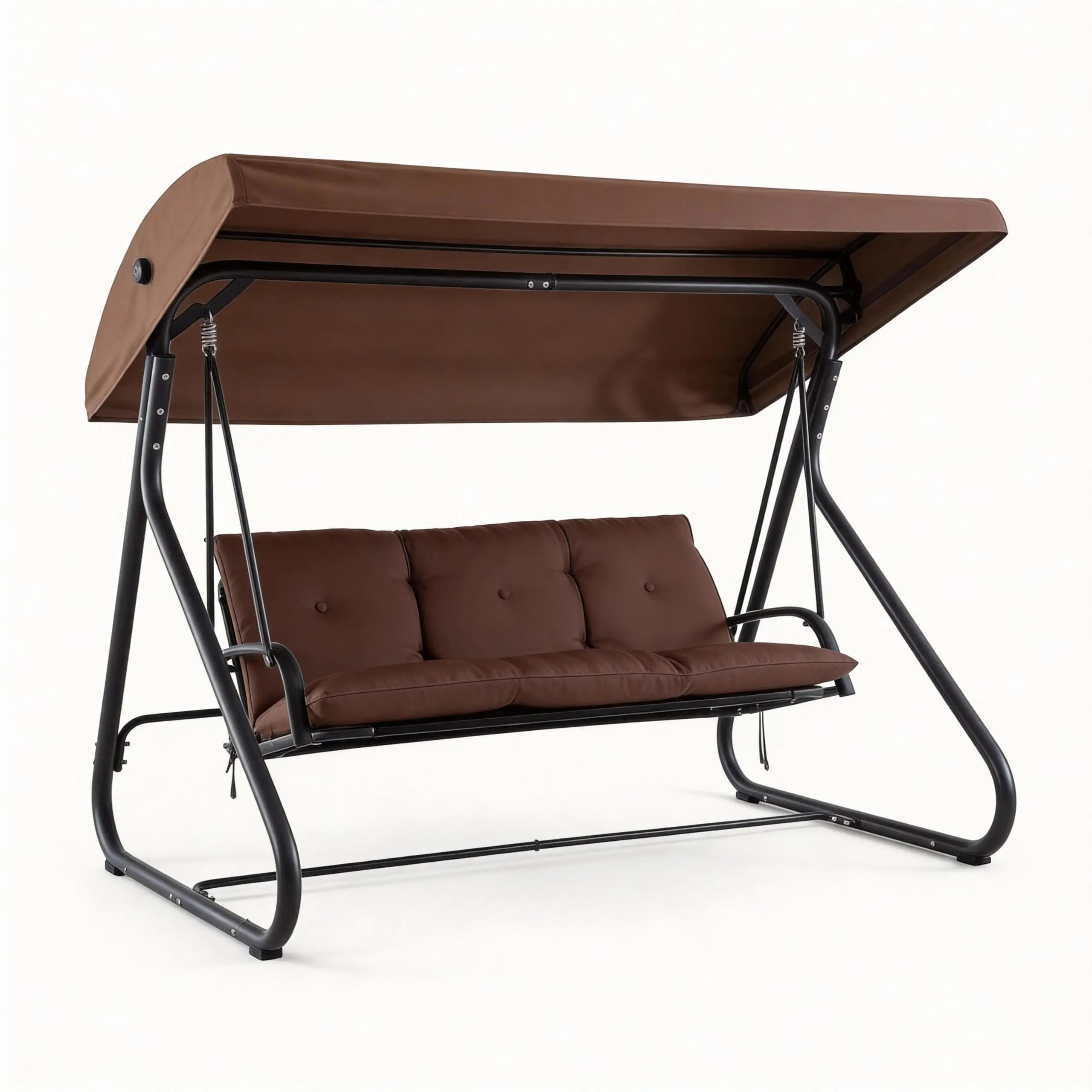 3-Seat Outdoor Convertible Swing Glider with Adjustable Canopy, 2-in-1 Bench to Flat Bed, Removable Cushions, Heavy-Duty Metal Frame, 750 LBS Weight Capacity for Patio, Backyard, Porch, Garden