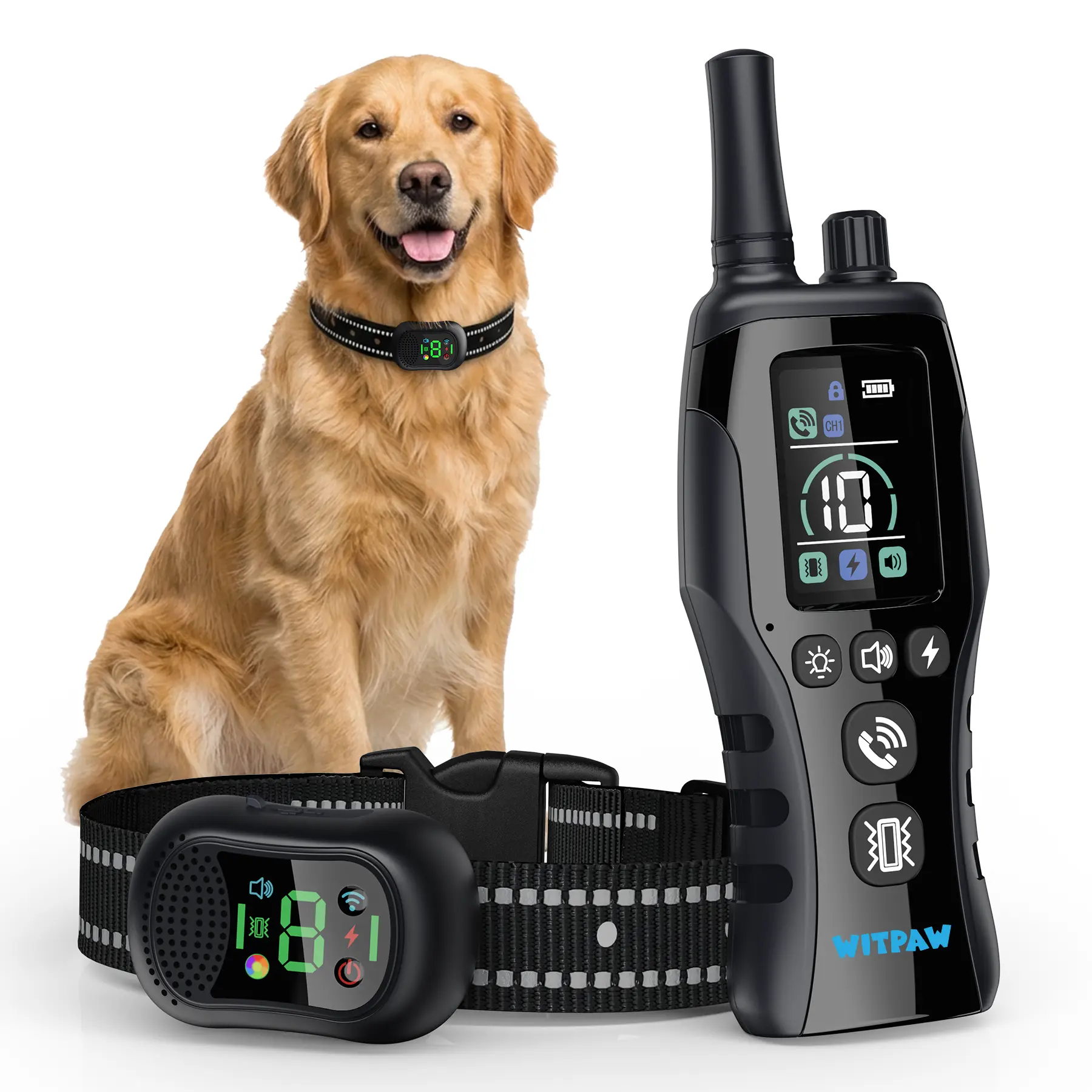 Dog Shock Collar, 4900FT Dog Training Collar with Call Function & LED Light, IP67 Waterproof Rechargeable E-Collar for Dogs 10-120Ibs,4 Training Modes for All Breeds
