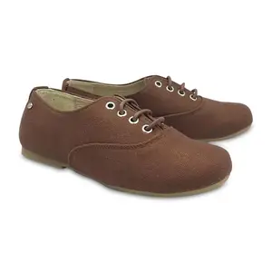Manuela De Juan Coffee Brown Canvas Derby Lace Up