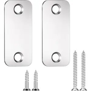 2 Set Door Hole Cover Plate 1" x 2-1/4" Stainless Steel Door Strike Filler Plate Latch Filler, Increase Home Security on Entry (Silver)