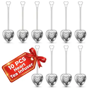 10 Pcs Heart Tea Infuser for Loose Leaf Tea Steeper Rust-Resistant Stainless Steel Strainers with Secure Clasp Easy Brewing Design Suitable for Parties & Gifting