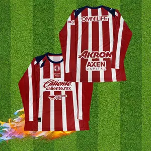 25 26 LIGA MX Chivas de Guadalajara Home Soccer Jerseys Mexico League Fans Version Long Sleeve Jersey Quick Dry Football Jersey