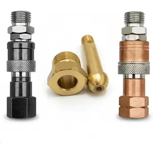Inlet Connector CGA-580 Nut & 3" Nipple and Oxy Acetylene  Quick Connects | 1/4" Male Flare | Equipped with noise reduction and filtration functions | Quick Setup for Welding and