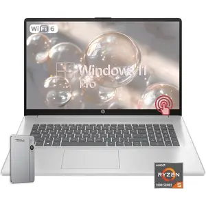 HP Flagship 17 Touchscreen Laptop Computer - 17.3" Anti-Glare HD+ Display, Windows 11 Pro, Copilot, AMD Ryzen 5 7430U (up to 4.3GHz), Wi-Fi 6, Numeric Keypad, 16/32/64GB RAM, 512GB/1TB/2TB SSD, AI Voice Recorder