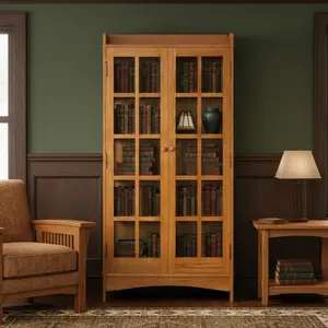 Mission Oak Display China Cabinet / Bookcase - Michael's Cherry - 39"W