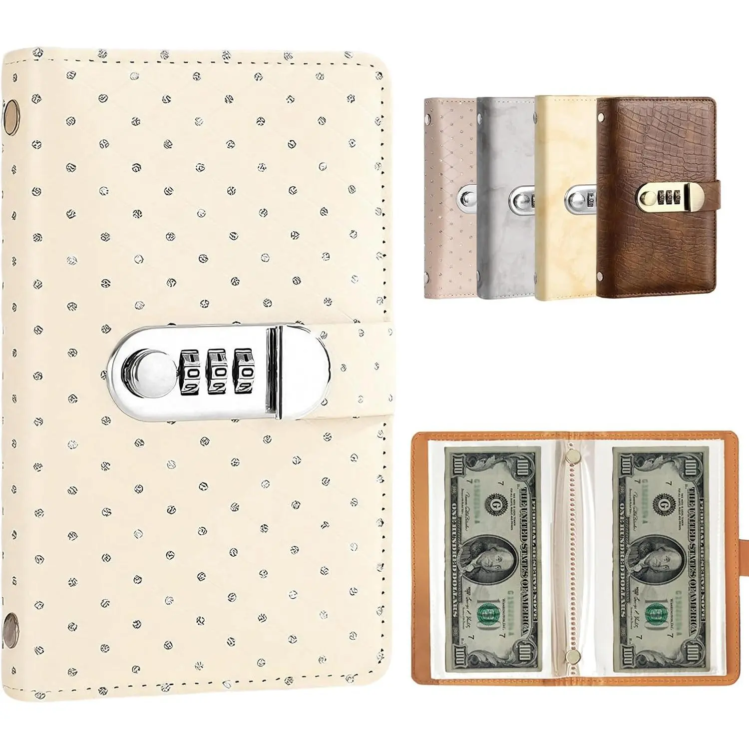A6 savings notebook, a small financial management book with Password Lock, 100 Transparent High Clarity Pocket,suitable for storing money and important information, cash notebook Bill Organizer Planner Monthly Budget Planne,christmas gifts for girls