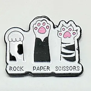 Cat Claw Rock Paper Scissors Enamel Magnetic Needle Minder ~ Needle Keeper - Cross Stitch Embroidery Needlepoint Sewing Accessory Notion
