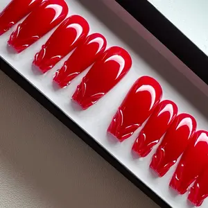 Bonfire Red Drip Press-On Nails |  |Luxury Presson Nails |Glue on Trendy Nails|Handmade Nails|Gel X Nails |